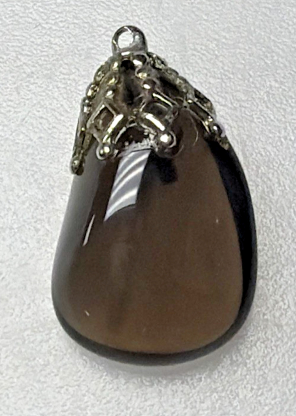 Vintage Tumbled Polished Smoky Quartz Gemstone Pendant Hand Made As Is
